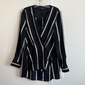 Rag & Bone Deep V Neck Striped Blouse